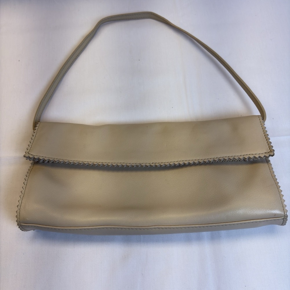 Nordstrom 10x5 Cream Ivory Shoulder Bag Purse Envelope Flap Paisley Lining N-418